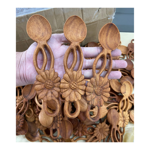 Cuchara de madera de café-Cucharadita de madera natural Juegos de vajilla de cocina para decoración del hogar - Product Image 5