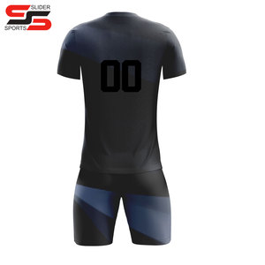 Custom Plus Big Size Men's Soccer Jersey Sets Black and Red Sublimation Football Uniforms <b>Stitched</b> for Teams - Product Image 2