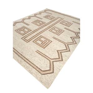 Alfombras de Lana Color Marfil Thyme, Anudadas a Mano, Diseño Geométrico Abstracto para el Hogar, Sala de Estar, Pasillo, Entrada, Diseño Rectangular Tipo Rompecabezas para Adolescentes - Product Image 2