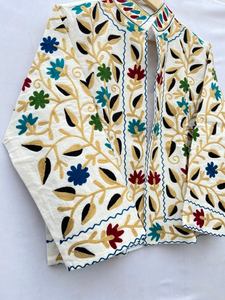 Veste Suzani en coton, veste brodée indienne, beau manteau Suzani en coton, manteau court pour femme, veste unisexe, nouvel an - Product Image 5