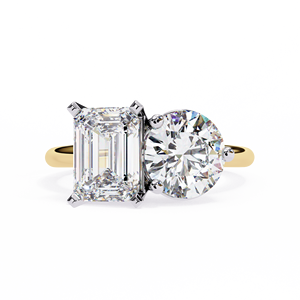 Anillo de compromiso de diamante EF VVS Lab de 4,04 quilates Oro sólido de 18K Toi Et Moi & You & Me ¡Dos piedras radiantes redondas personalizables para ti! - Product Image 1