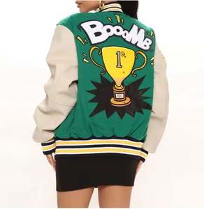 2025 collège équipe nouvelle lettre broderie personnalisé culture bouton up Varsity Bomber veste femmes - Product Image 4