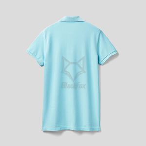 Polo de Algodón Azul Claro para Hombre, Manga Corta, Color Sólido, Informal, Transpirable, Tela Oxford, Logotipo Estampado en la Parte Delantera - Product Image 3