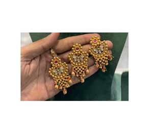 Beautiful Premium Quality Real Look Gold Plated Necklace <b>Set</b> With Earrings Tikka for Wedding Festival Wear Collection For <b>Women</b> - Product Image 2
