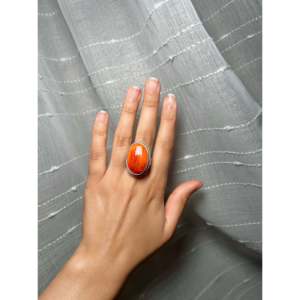 Antionette Martinez Spiny Oyster & Sterling Silver <b>Adjustable</b> <b>Ring</b> Stylish Bezel & Claw Setting One Size Fits All Gift - Product Image 5