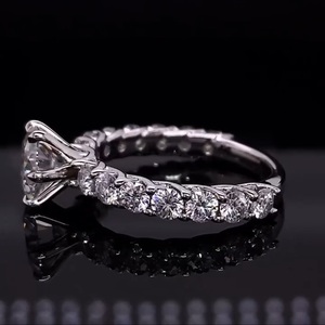 Bague de fiançailles élégante en or blanc 14 carats avec diamant rond solitaire de luxe, cultivé en laboratoire, 2 carats, VS1, certifié E F, fournisseur de bijoux fins - Product Image 3