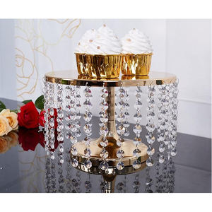 Or de qualité supérieure avec gouttes de cristal support de gâteau en métal fait main de haute qualité personnalisable pour support de Cupcake à Dessert de mariage - Product Image 6
