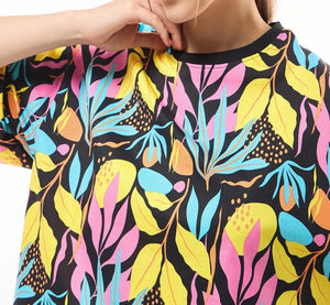 La mejor Camiseta corta de verano para mujer, 100% de algodón, holgada, informal, con cuello redondo, transpirable, Top corto estampado, venta al por mayor, Camiseta corta para mujer - Product Image 5