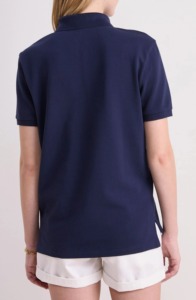 Custom 3D puff printed Logo Pique fabric Women's Polo T-shirt Solid navy Color Breathable short sleeve hip hop womens polo shirt - Product Image 5