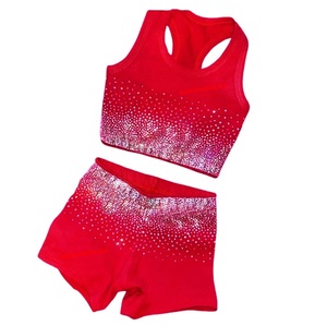 Conjunto Deportivo de Top y Shorts con Pedrería para Niñas, Ropa Deportiva Brillante para Equipo de Baile y Entrenamiento - Product Image 4