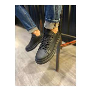 Chaussure de marche de fitness décontractée 421 noire avec semelle noire pour hommes 100% coton talons bas - Product Image 1