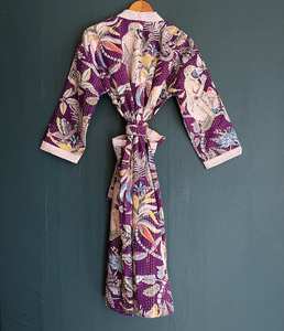 ชุดคลุมกิโมโนยาวสำหรับสตรีใส่นอนตอนกลางคืนชุดเดรสลำลองพิมพ์ลายชนเผ่าสไตล์อินเดียวินเทจ - Product Image 5