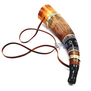 Viking Norse Ancient Cattle Horn Bugle Bigul Blowing Horn Bull Buffalo Sounding Cow Horn <b>Whistle</b> Tanishka Export Handmade High - Product Image 1