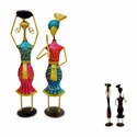 Décorateurs d'intérieur faits à la main ensemble en vrac multicolore fer peint Rajasthani debout UV imprimé métal Couple style moderne - Product Image 4