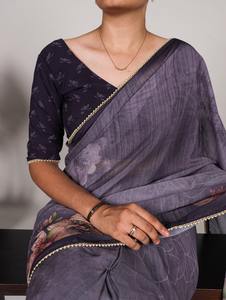 Vêtements ethniques attrayants de style moderne Chemisier en georgette avec imprimé floral et bordure en dentelle Travail Vente en entier Approvisionnement d'usine - Product Image 6