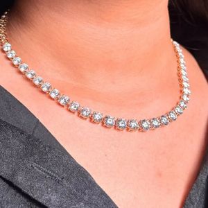 Collier tennis romantique en or 14 carats, 22,92 carats, pierres de laboratoire blanches taille poire, certifié IGI, élégant, 16 pouces, bijoux de fête de mariage, cadeau - Product Image 4