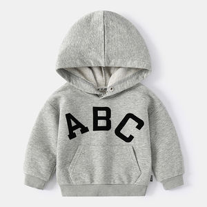 Sudadera con Capucha de Forro Polar para Niño, Diseño de Letras Bordadas, Cierre de Cremallera, 100% Algodón Grueso, Invierno, Deportiva, Personalizada al por Mayor - Product Image 4