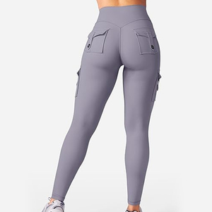 Leggings femme V taille croisée taille haute entraînement Scrunch bout à bout Yoga Compression écologique Cargo poches Leggings - Product Image 1
