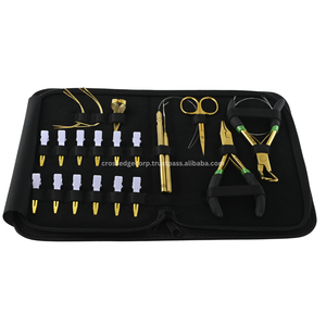 Kit d'outils d'extension de cheveux ciseaux de coupe de fil pinces à micro perles anneau de ciseaux crochet et boucles de perles aiguilles et 12 pinces de section - Product Image 1