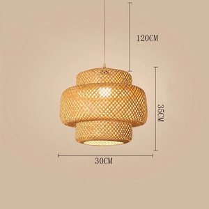 Abat-jour minimaliste en rotin de bambou-luminaire en osier naturel pour les espaces calmes et élégants Couverture de lumière en rotin écologique - Product Image 2