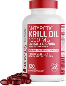 Huile de Krill Antartique toute neuve 2000 mg 120 gélules molles |   Oméga-3 EPA, DHA, avec Astaxan fin - Product Image 1