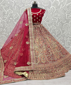 Nouveau look riche attrayant fonction porter taffetas tissu lehenga choli avec dupatta femmes indiennes portent semi-cousu en gros sura lehenga choli - Product Image 6