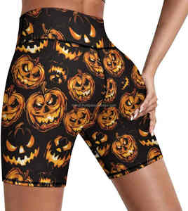 Pantalones cortos de yoga y gimnasio de cintura alta al por mayor para mujer, pantalones cortos deportivos transpirables cómodos con botones, sublimación personalizada, color sólido - Product Image 5