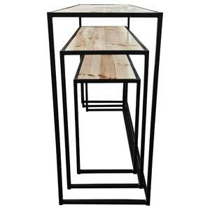 Ensemble de table basse en bois naturel avec structure en fer noir - Product Image 4