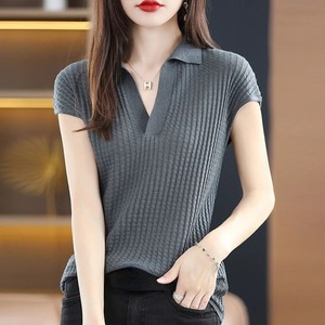 T Shirt <b>Top</b> Knitted Wholesale Ladies <b>Polo</b> Neck Tee Shirts Pullover Luxury High Quality Flower Good Colors - Product Image 4