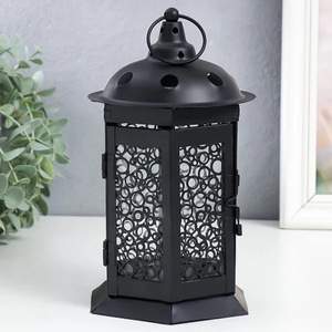 Portavelas de Metal Negro Estilo Marroquí, Éxito de Ventas 2025, para Decoración de Mesa y Suelo del Hogar - Product Image 1