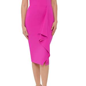 Abito da sera Betsy Adam da donna monospalla rosa in crêpe, modello tubino, taglia XS, confortevole, con vita impero, maniche corte e spacco - Product Image 3