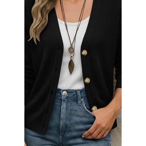Blusa de Punto con Detalle de Botones, 30908 - Negra - Product Image 3