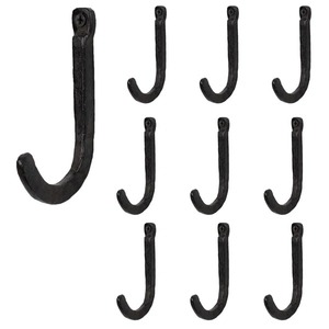 Lot de 10 crochets en J en fonte de style rustique forgé à la main DIY Farmhouse Coat Rack Hooks Lot de 10 en métal noir style vintage - Product Image 2