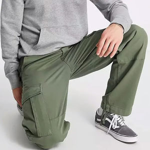 กางเกงคาร์โก้โอเวอร์ไซส์ลำลองสำหรับผู้ชายกางเกงสเวตเตอร์หลายกระเป๋าแบบสั่งทำผ้าแคนวาสสายตรง - Product Image 6