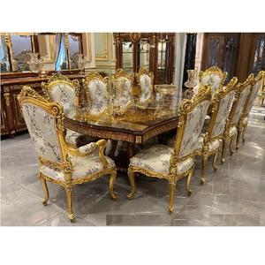 Table à manger en teck indien de luxe moderne de conception baroque, fabriquée à la main, avec taille et couleur personnalisées - Product Image 1