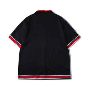 Casual verano hombres botón abajo camisa de manga corta pantalones cortos 2 piezas conjuntos de playa impreso negro ropa traje - Product Image 3