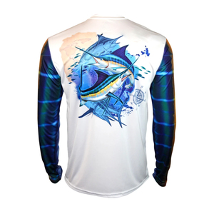 Maillot de pêche à manches longues personnalisé pour hommes UPF 50 + Protection solaire évacuation de l'humidité chemise en polyester spandex grande taille col de capuche - Product Image 4