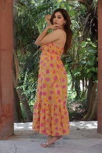 Vestido de algodón con bloque de mano indio, ropa de fiesta de verano con estampado Floral para mujer, Vestido de estilo bohemio, personalizado para regalo de boda novia, venta - Product Image 5