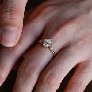 Art Deco Oval Lab Grown Diamond Ring 1.50 Ctw CVD Antique Engagement Ring 14k Yellow Gold Wedding Bridle Ring Anniversary Gift - Product Image 2