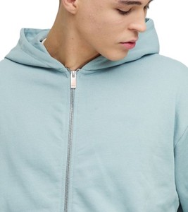 เสื้อมีฮู้ดสำหรับผู้ชายเสื้อออกกำลังกายมีซิปมีฮู้ดสีทึบขนาดพลัสไซส์ - Product Image 3