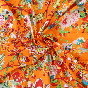 Hermosa Tela con estampado de bloques florales, tela de la India, tela por yarda, estampado floral, tela de costura de vestido de mujer - Product Image 1