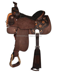 Selle de cheval Western All Around exclusive pour les courses d'équitation Reining en cuir véritable avec ensemble de punaises assorties - Product Image 1