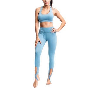 Customized Design Yoga Suit Sport Beautiful Back Hollow Design Bra and Yoga <b>Leggings</b> Pants Yoga Set - Product Image 1