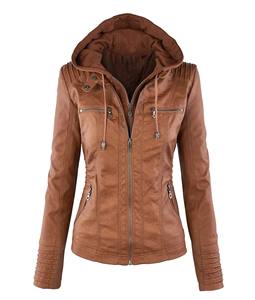 GAF Custom Fashion Style Último diseño Chaqueta de cuero Chaquetas de cuero genuino de invierno para mujeres Tallas grandes - Product Image 3