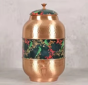 Hammered copper <b>water</b> <b>dispenser</b> with color full large capacity beverage server - Product Image 2