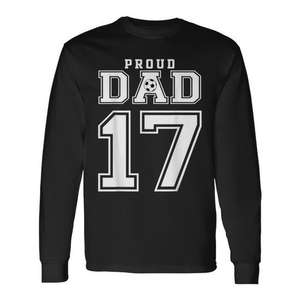 T-shirt de football à manches longues personnalisé pour homme, numéro 17, T-shirt promotionnel personnalisé pour papa fier - Product Image 1