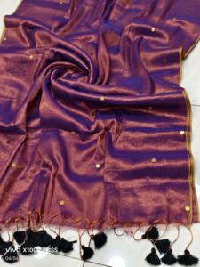 GINI <b>TISSU</b> Eco-Friendly Quick-Dry <b>Cotton</b> Fabric Saree Lightweight Woven Technique Plain Dyed Wedding Dress for Girls 400 GRM 6.3 - Product Image 3