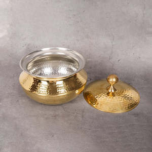 Vintage Brass Biryani Handi With Dual Handle Round Biryani Cookware <b>Pot</b> For Kitchen Stovetop <b>Cooking</b> Handi With Lid - Product Image 3