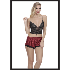 ชุดผ้าซาตินลูกไม้บราเลตต์พร้อมกางเกงขาสั้น1296 - Product Image 1