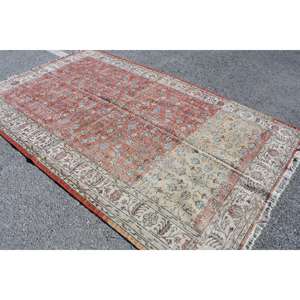 Alfombra Turca Grande de 6.2x9.9 pies, Alfombra Vintage con Estampado Animal Rojo - Product Image 2